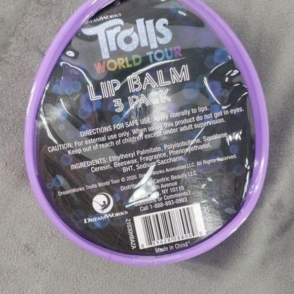 TROLLS World Tour Lip Balm Set of 3 Funky Fruit Rock N Troll Mango Groovy Grape - Picture 4 of 5
